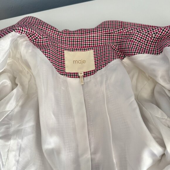 Maje Vic Double Breasted Houndstooth Jacquard Blazer Size 38 / US 6 M - Picture 6 of 12